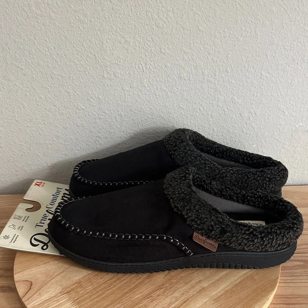 Dearfoams Marshall Microsuede Moc Toe Mens Memory Foam Clog Slippers
